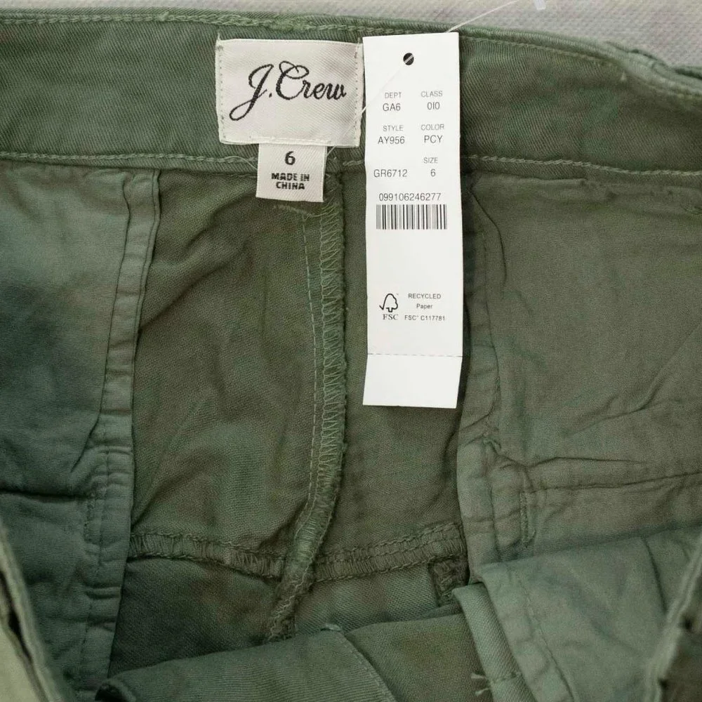 NWT J. Crew Limited-edition D-Ring Patchwork Shorts - Pale Cypress size 6